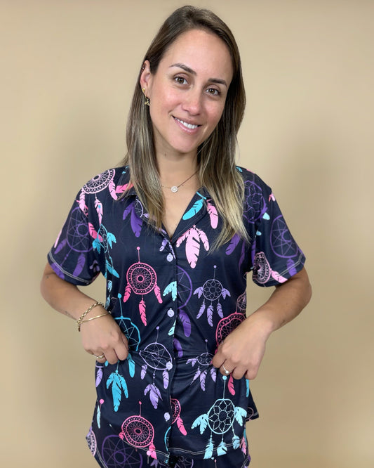 Atrapasueños morado Mujer - Modelo Luisiana (Camisero)