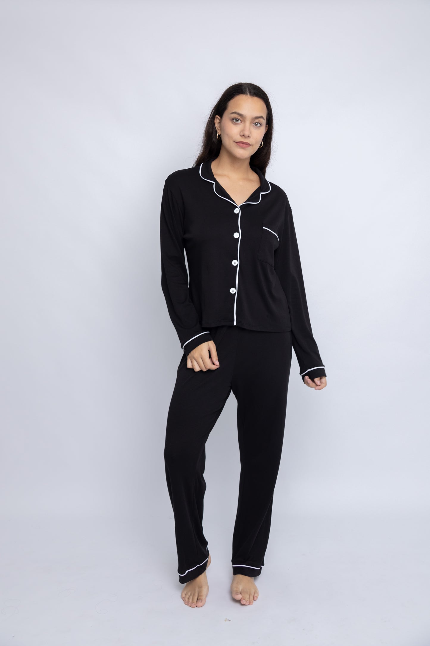Black Pima - Modelo Aissa (camisero manga larga y pantalón)