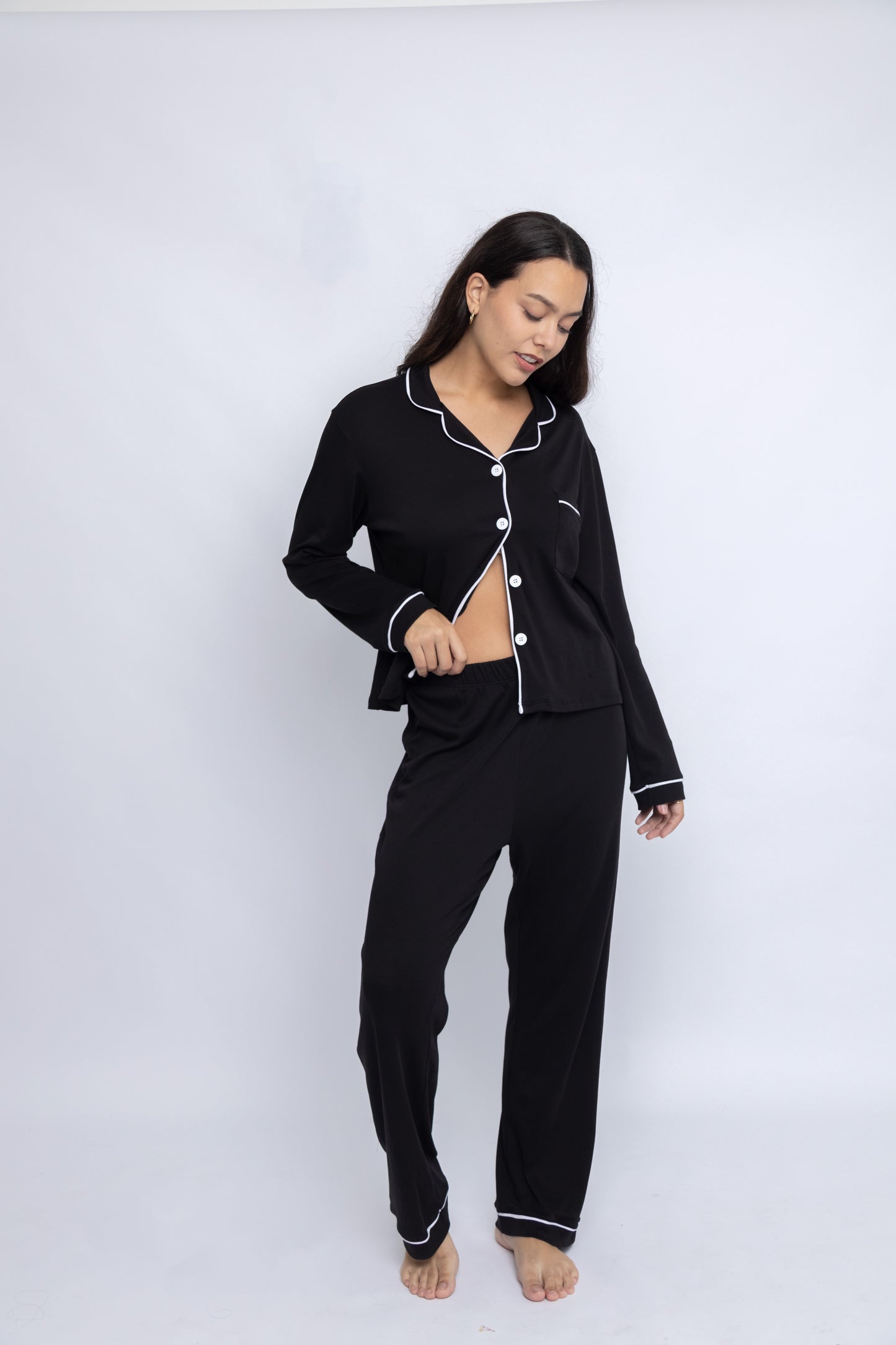 Black Pima - Modelo Aissa (camisero manga larga y pantalón)