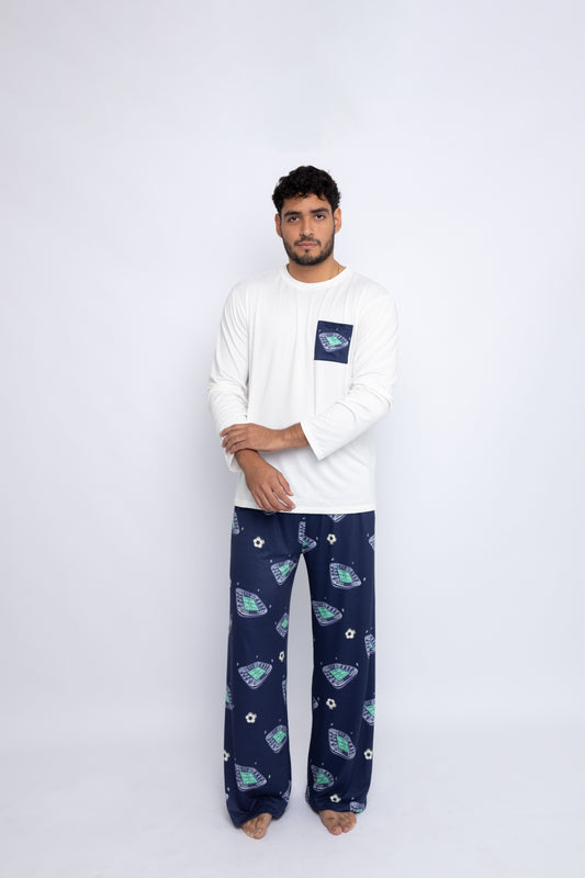 PIJAMA MATUTE⚽️💙Modelo Carlos (Polo manga larga & Pantalón suelto)