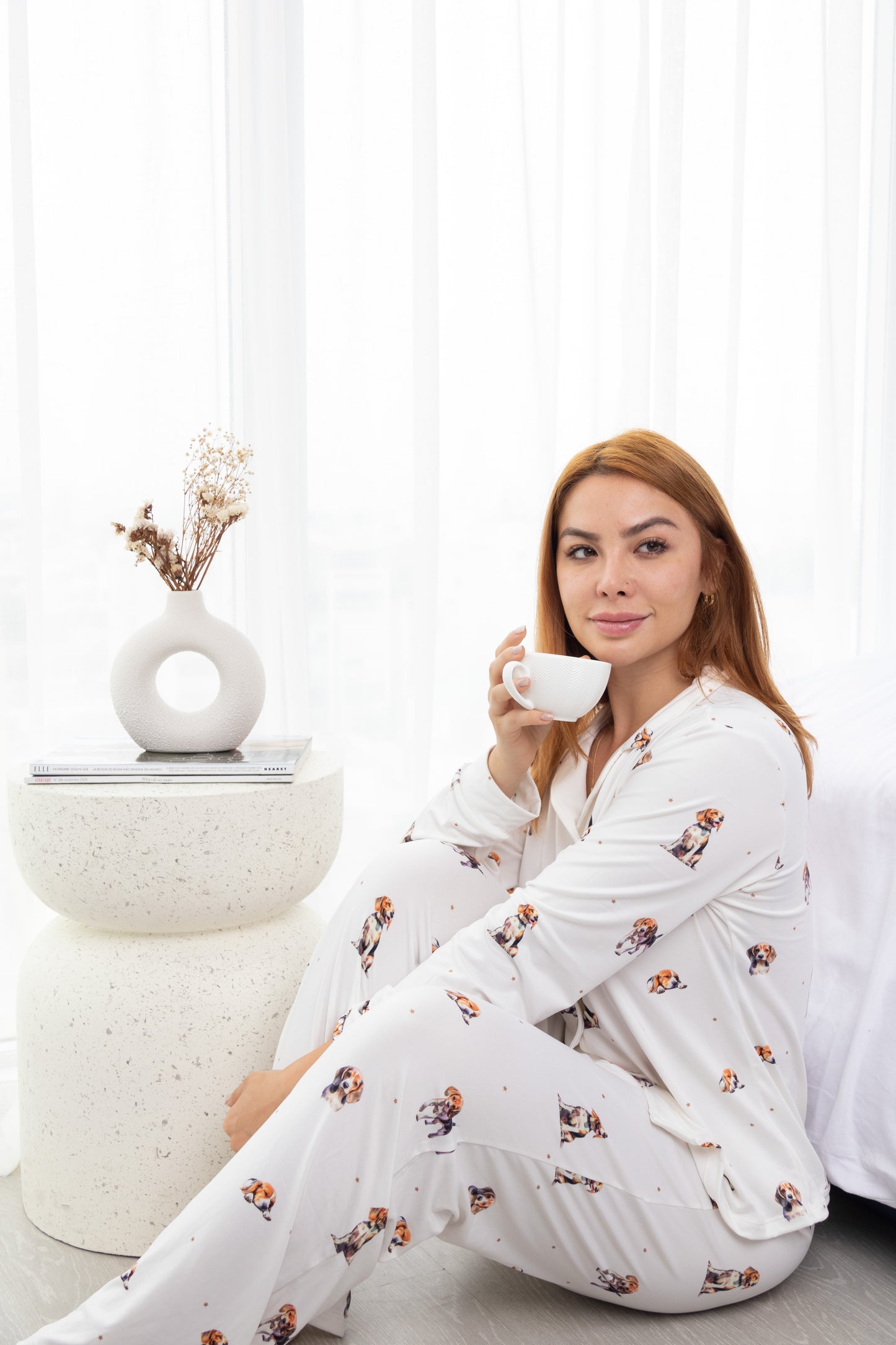 Pijama de Beagle 🐾 Modelo Briana Camisero manga larga & Pantalón