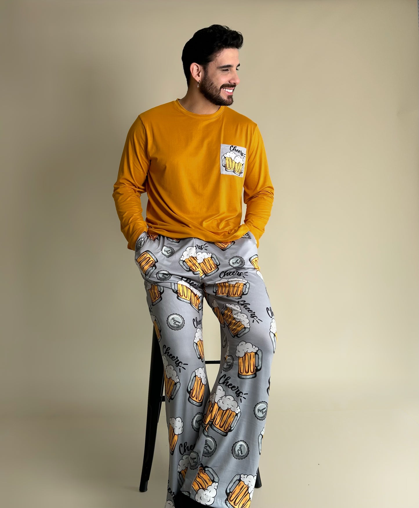 Pijama Invierno hombre - Manga larga & Pantalón Chelas 🍻