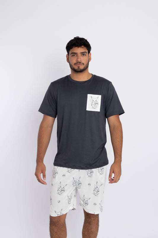 Modelo Teo Pikachu (Short & Polo) Gris
