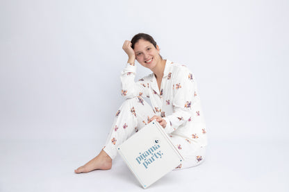 Pijama de Bulldog inglés 🐾 Modelo Briana Camisero manga larga & Pantalón