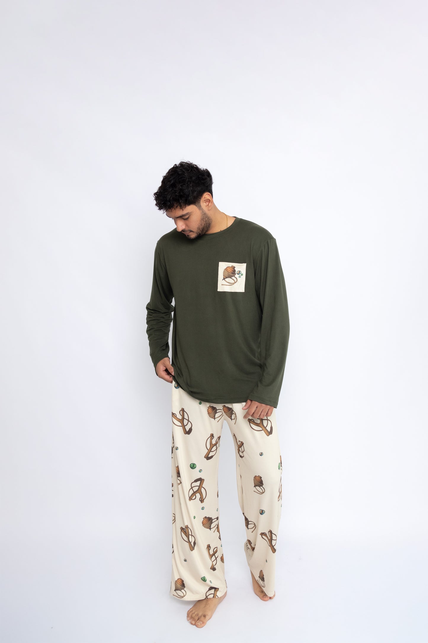 PIJAMA TROMPOS & CANICAS - Modelo Carlos (Polo manga larga & Pantalón suelto)