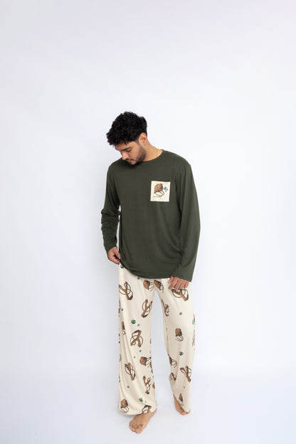 PIJAMA TROMPOS & CANICAS - Modelo Carlos (Polo manga larga & Pantalón suelto)