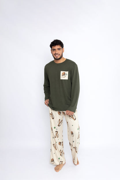 PIJAMA TROMPOS & CANICAS - Modelo Carlos (Polo manga larga & Pantalón suelto)